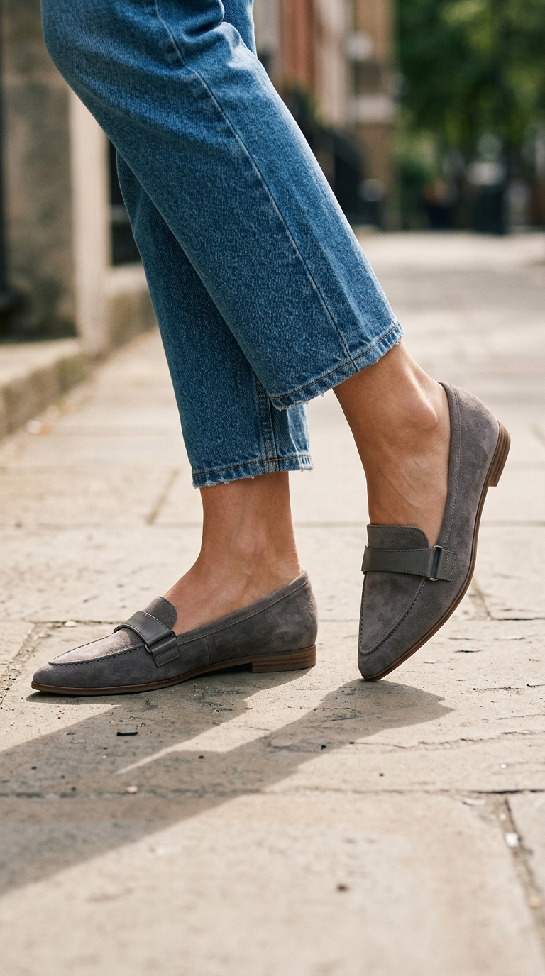 Pointed Moccasin with Strap over the Instep