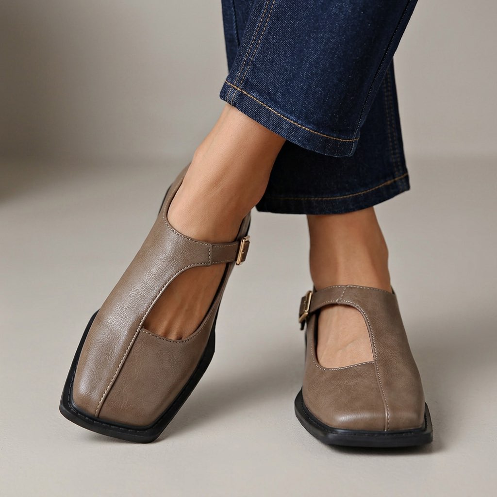Rosalie Comfort Leather Flats by THE WHITMORE FAMILY, showcasing elegant, soft leather footwear with a sleek, comfortable design.