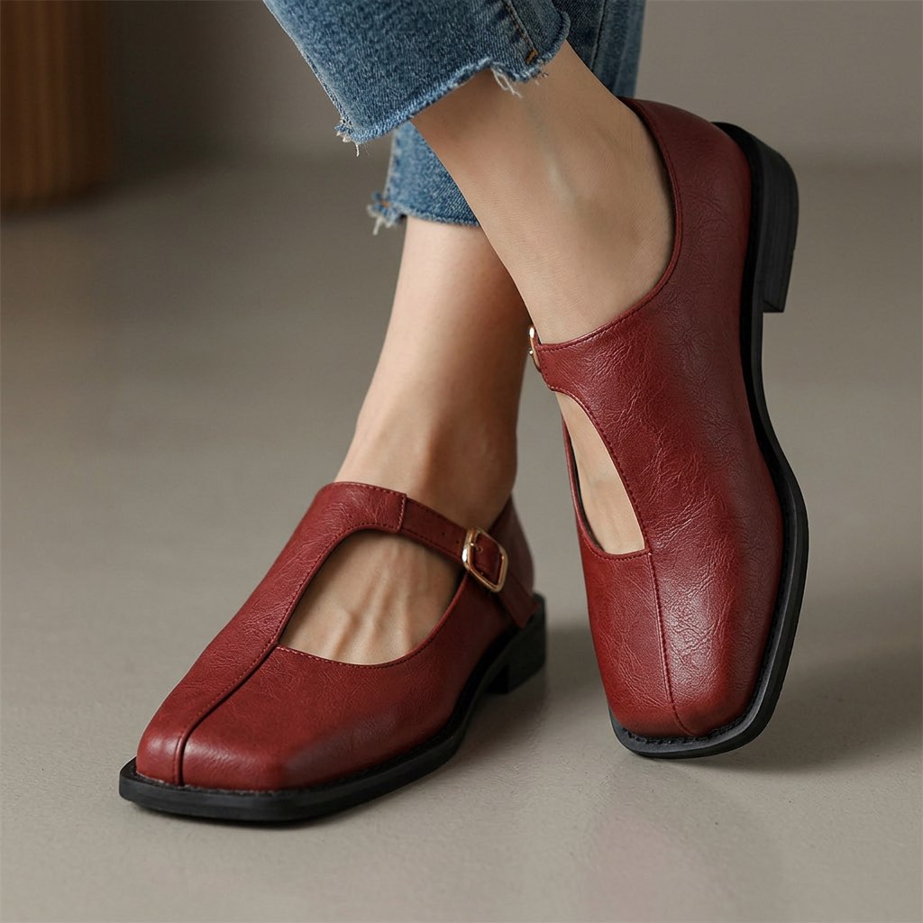 Rosalie Comfort Leather Flats by THE WHITMORE FAMILY, showcasing elegant, soft leather footwear with a sleek, stylish design.