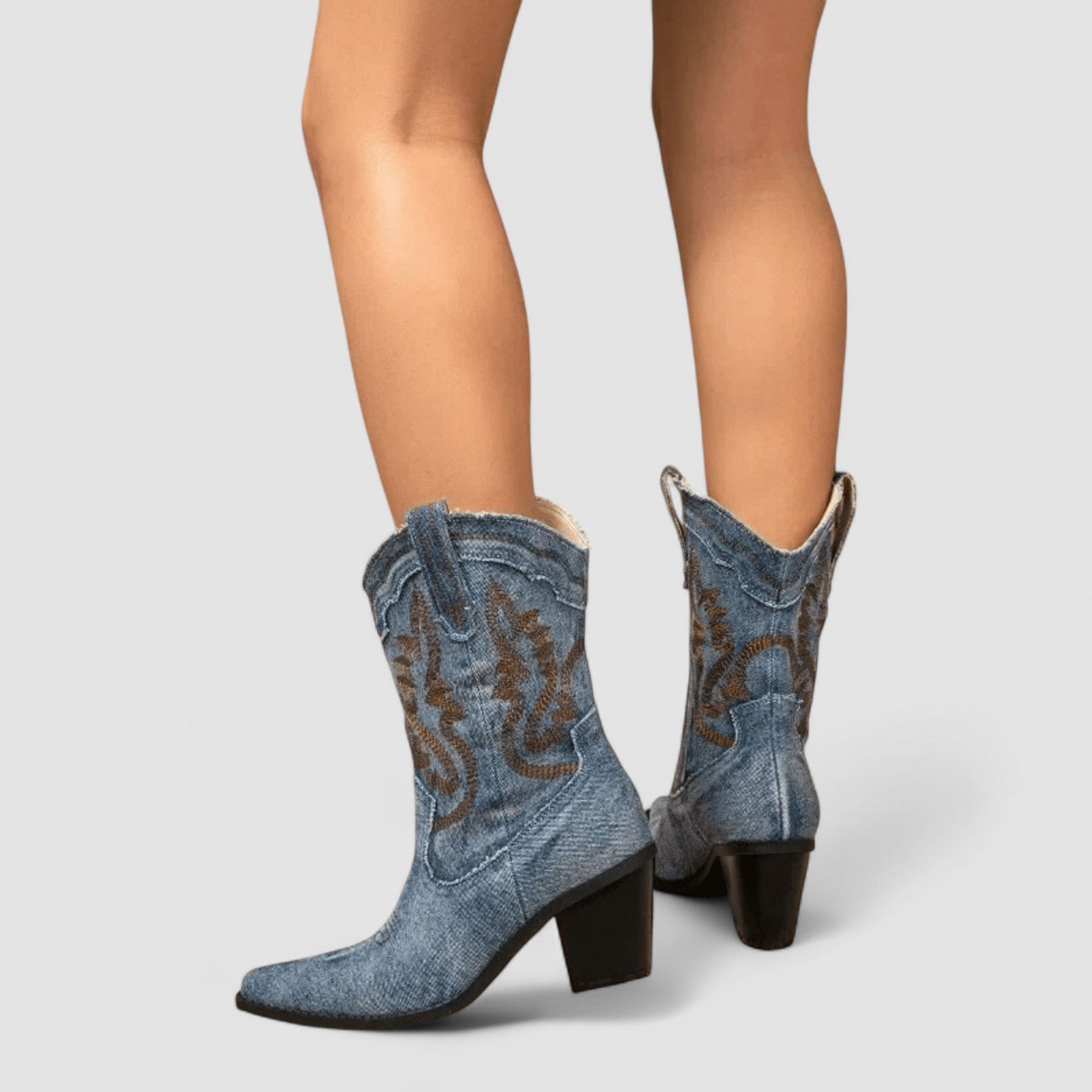 Callie | Embroidered Western Ankle Boots