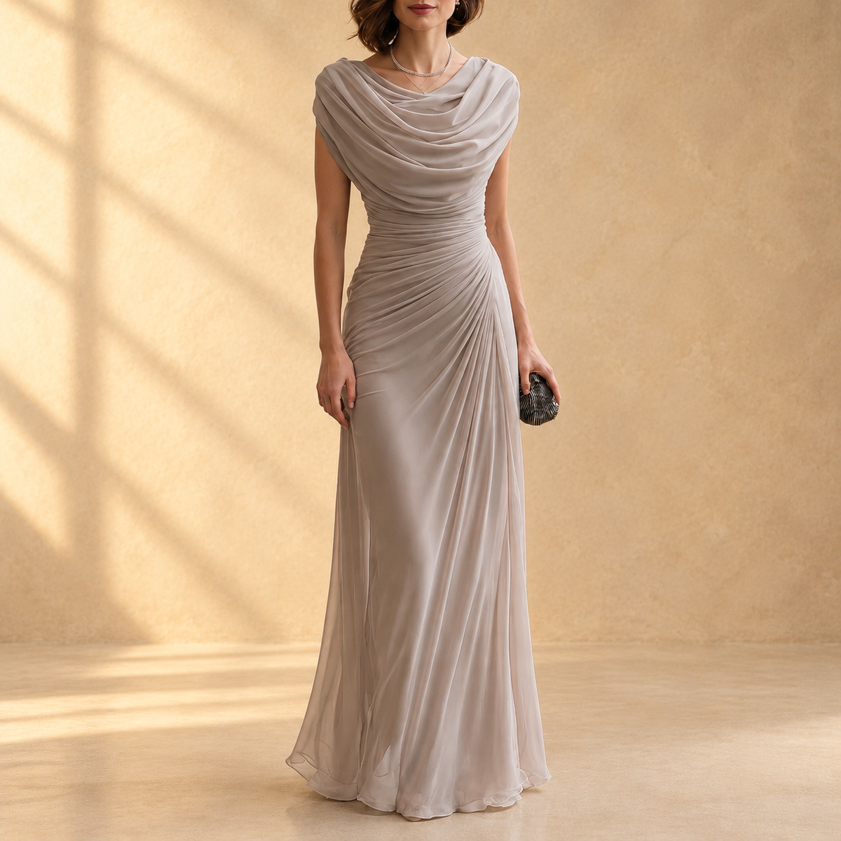Naira | Draped cowl-neck maxi dress