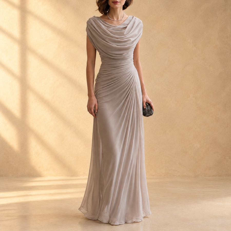 Naira | Draped cowl-neck maxi dress
