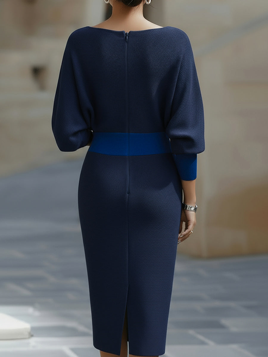 Lydia | Draped batwing-sleeve midi dress