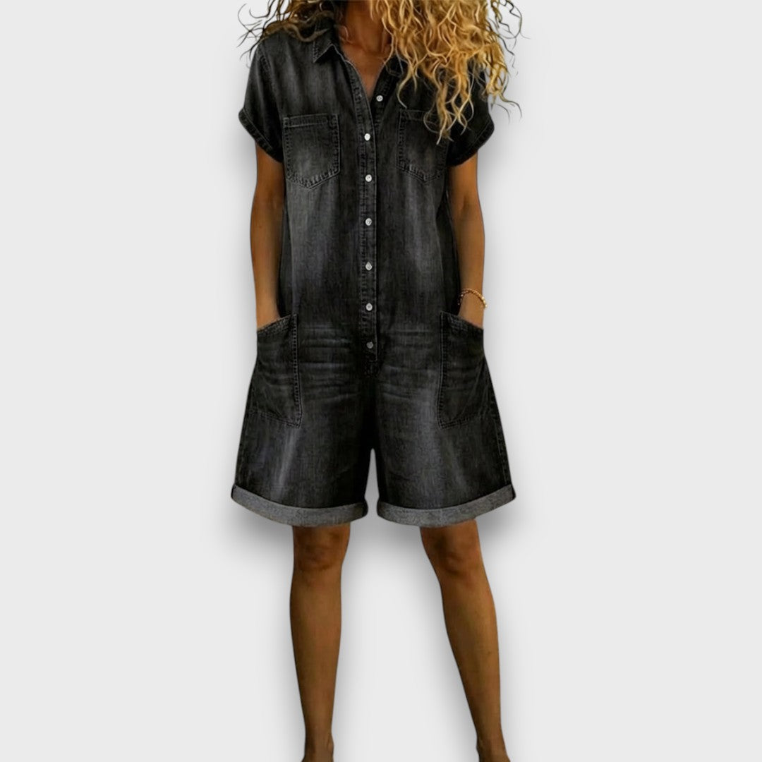 Saylor | Vintage short Cotton Denim-Look Overalls