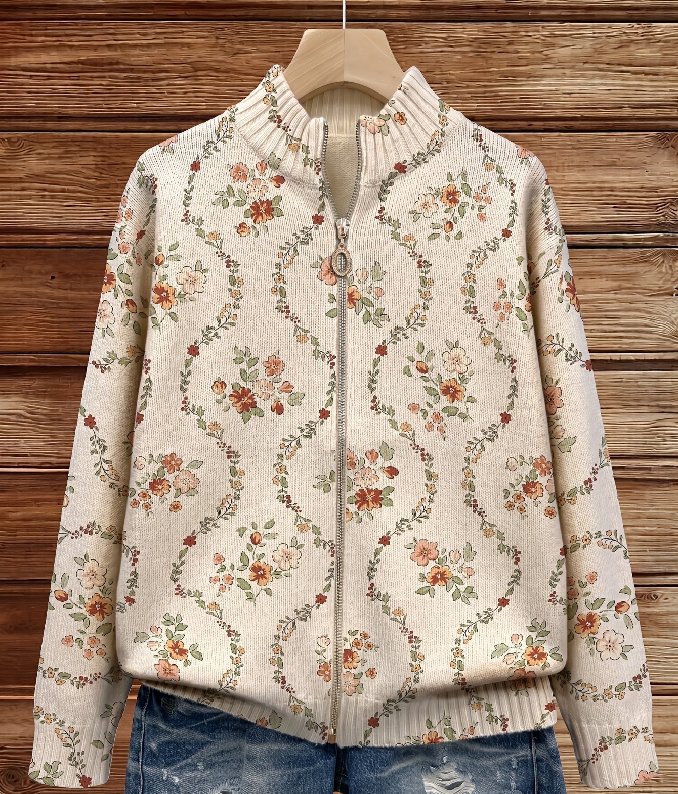 Vivienne | Floral Vine Zip Cardigan