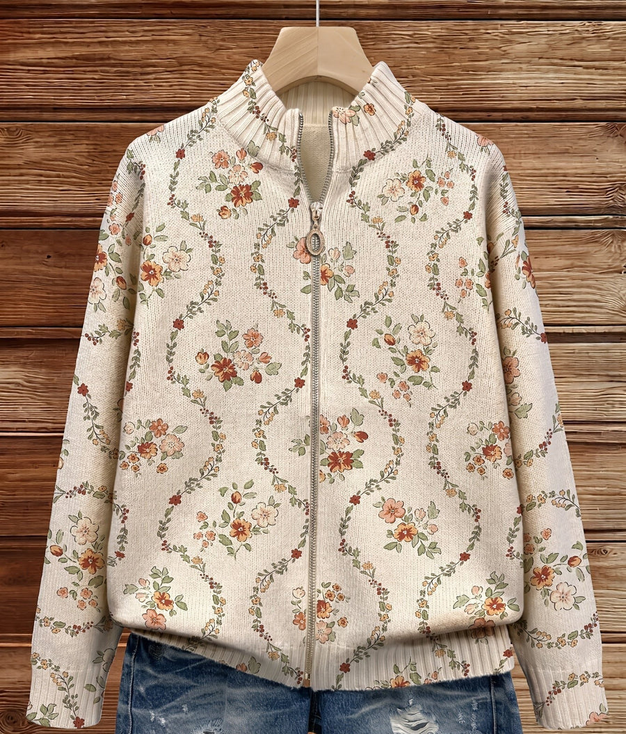 Vivienne | Floral Vine Zip Cardigan