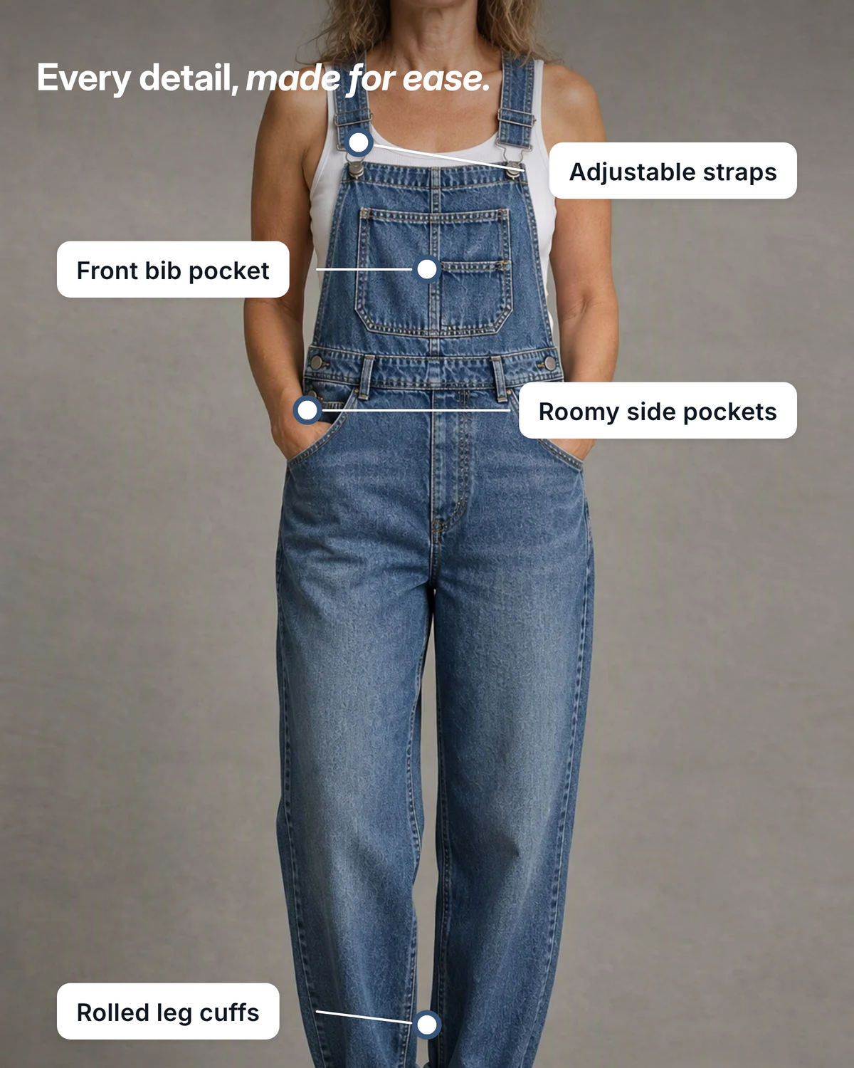 Reba | Classic Denim Overalls