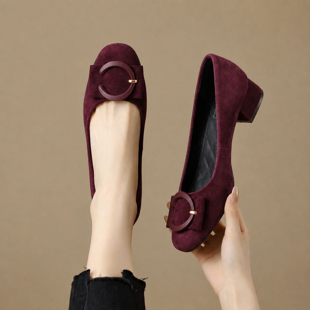 Rose Suede Flats