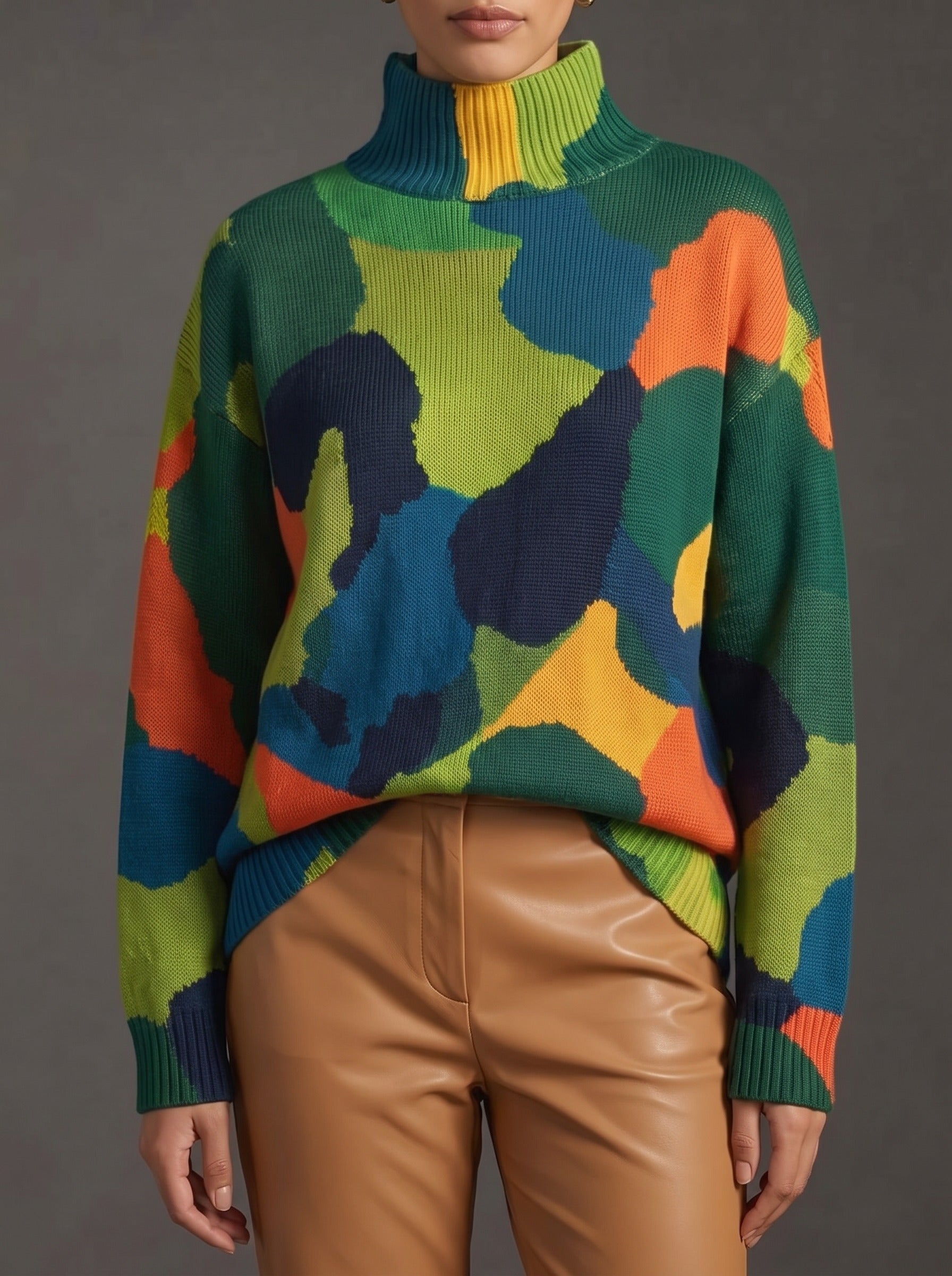 Rennick™ | Abstract Colour-Block Turtleneck