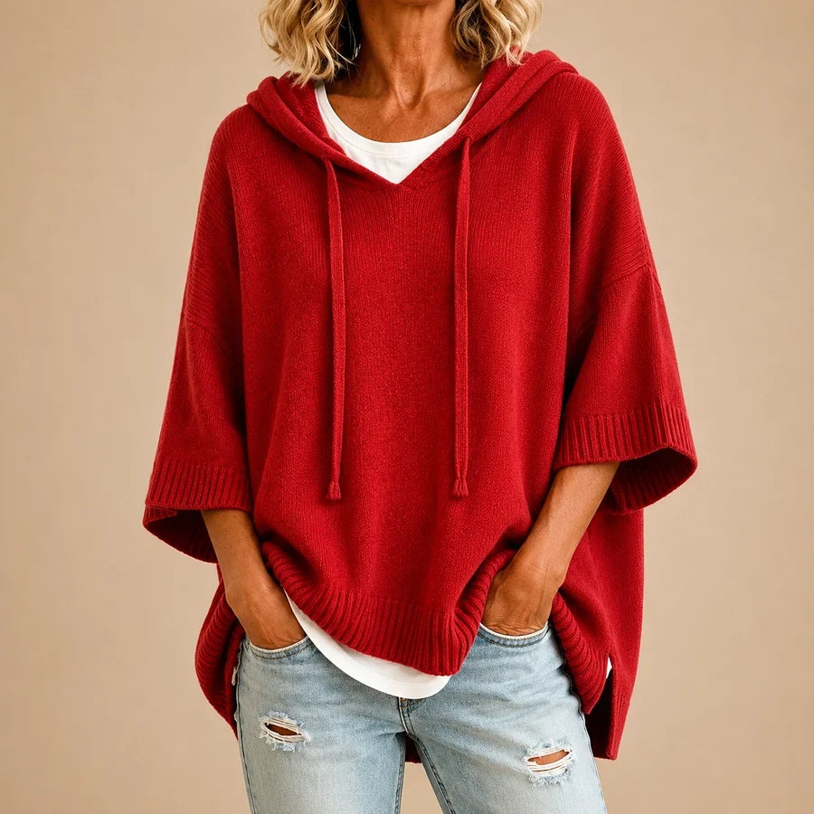 Knitted Poncho with Hood