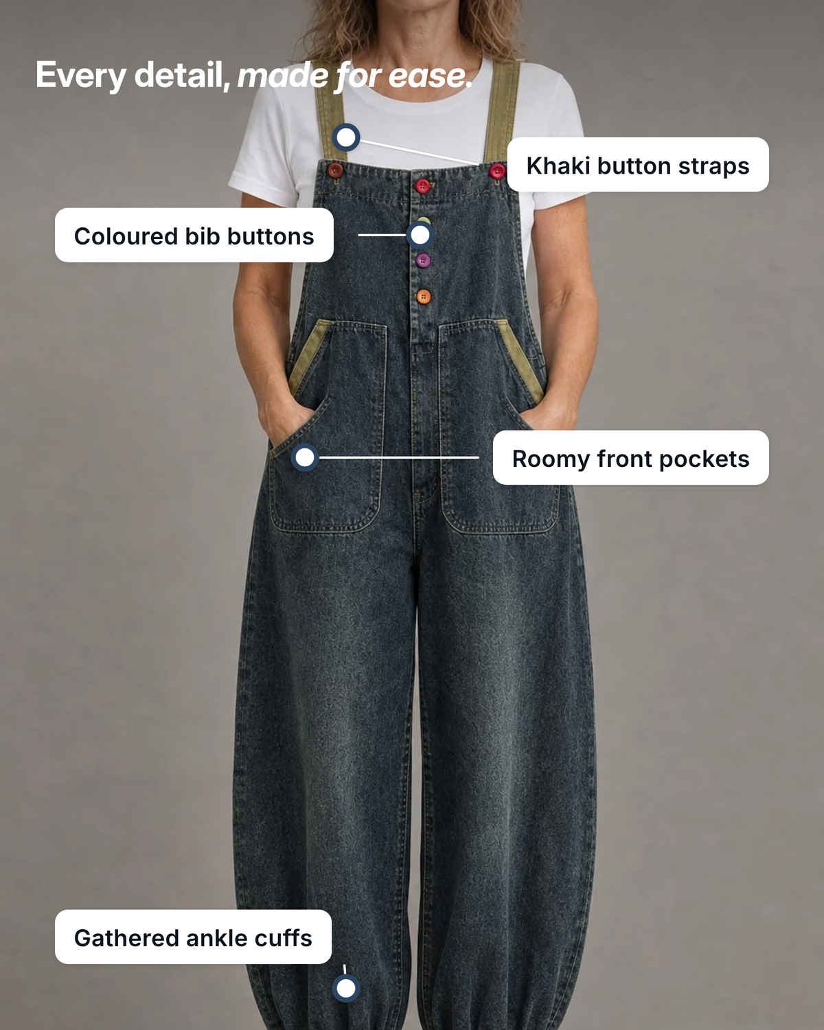Rosanne | Balloon-Leg Denim Overalls