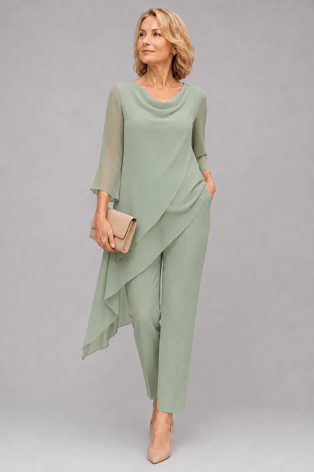 Flowing Chiffon Wedding Guest Pant Set