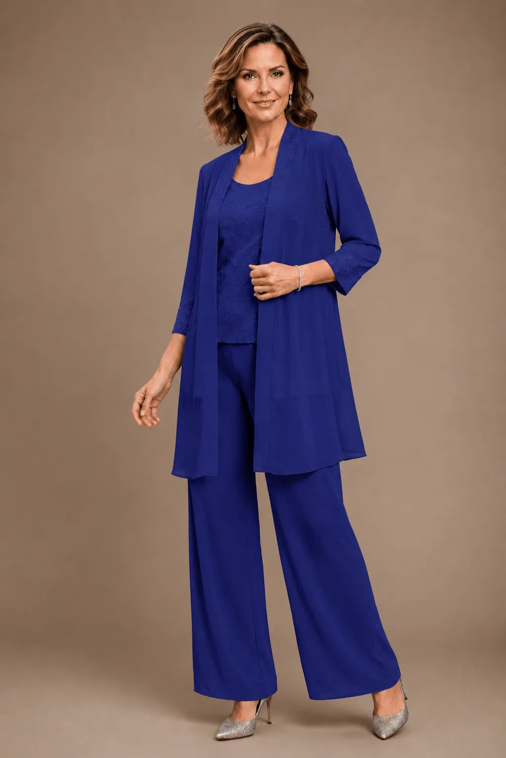 Evelyn Embroidered Three-Piece Pant Set