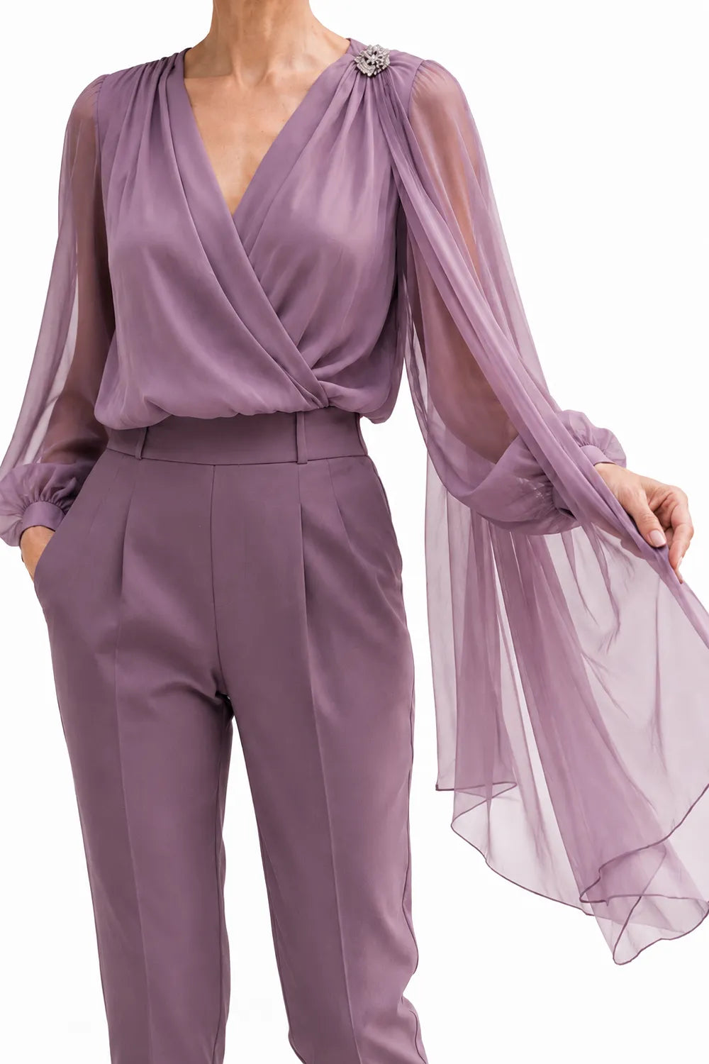 Romantic Chiffon Cape Wedding Guest Blouse