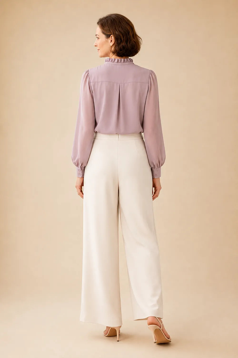 Elegant Ruffle Blouse Mother of the Bride Pant Suit