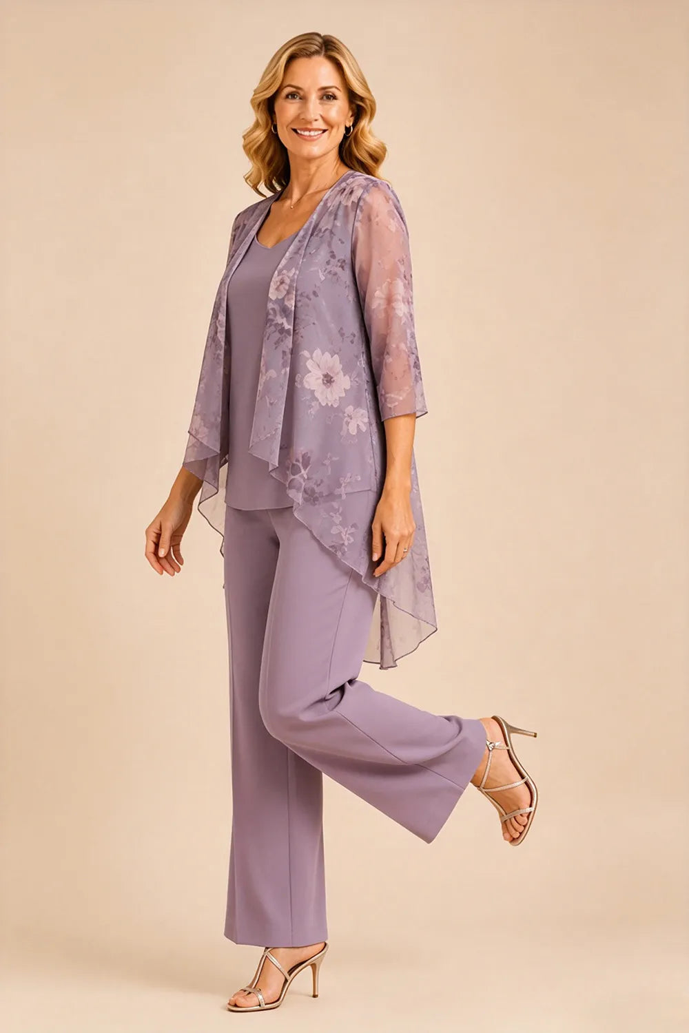 Floral Chiffon Overlay Pant Set