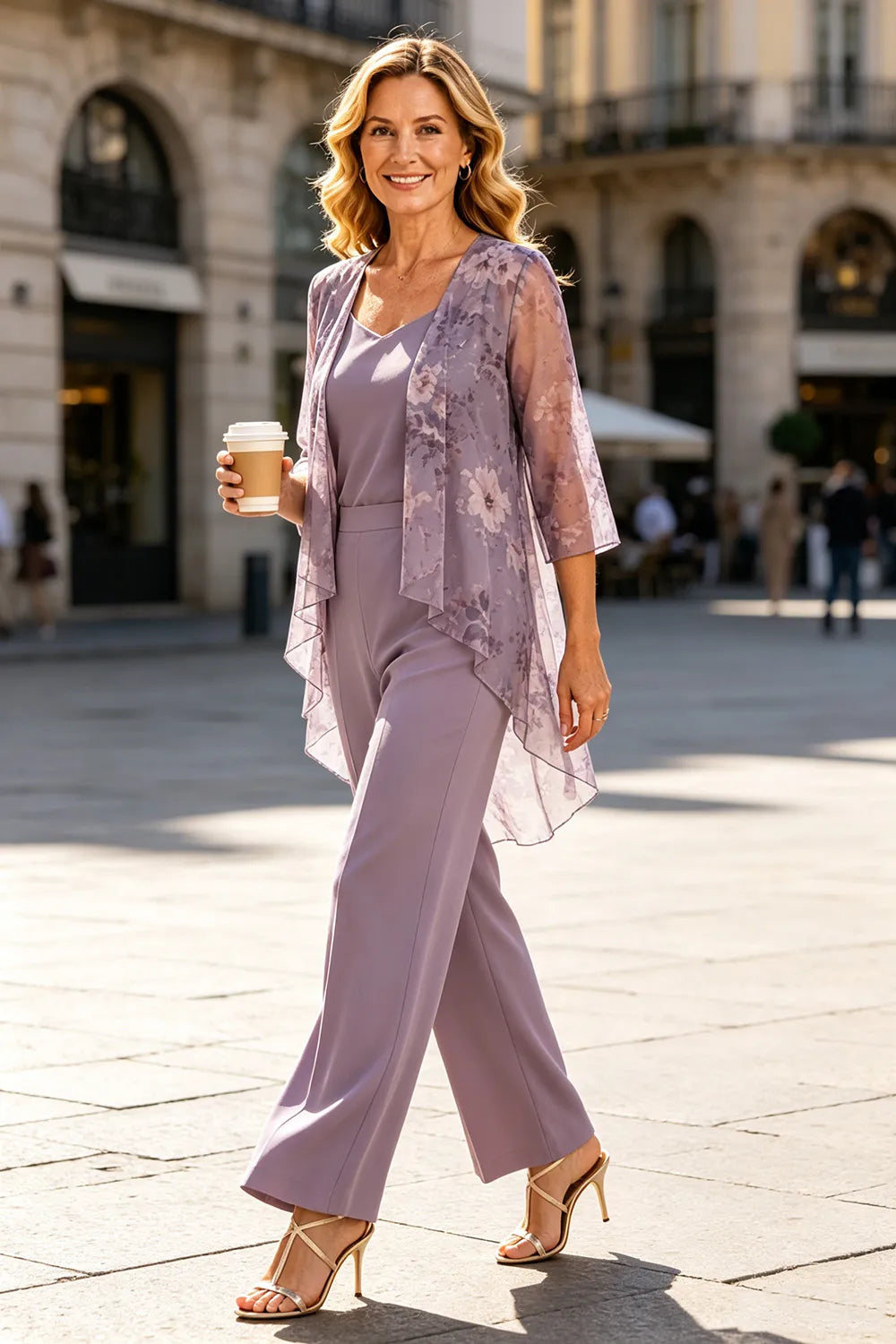 Floral Chiffon Overlay Pant Set