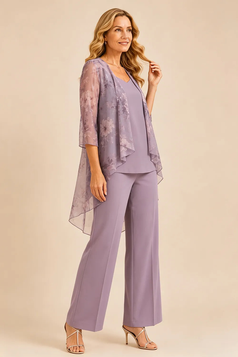 Floral Chiffon Overlay Pant Set