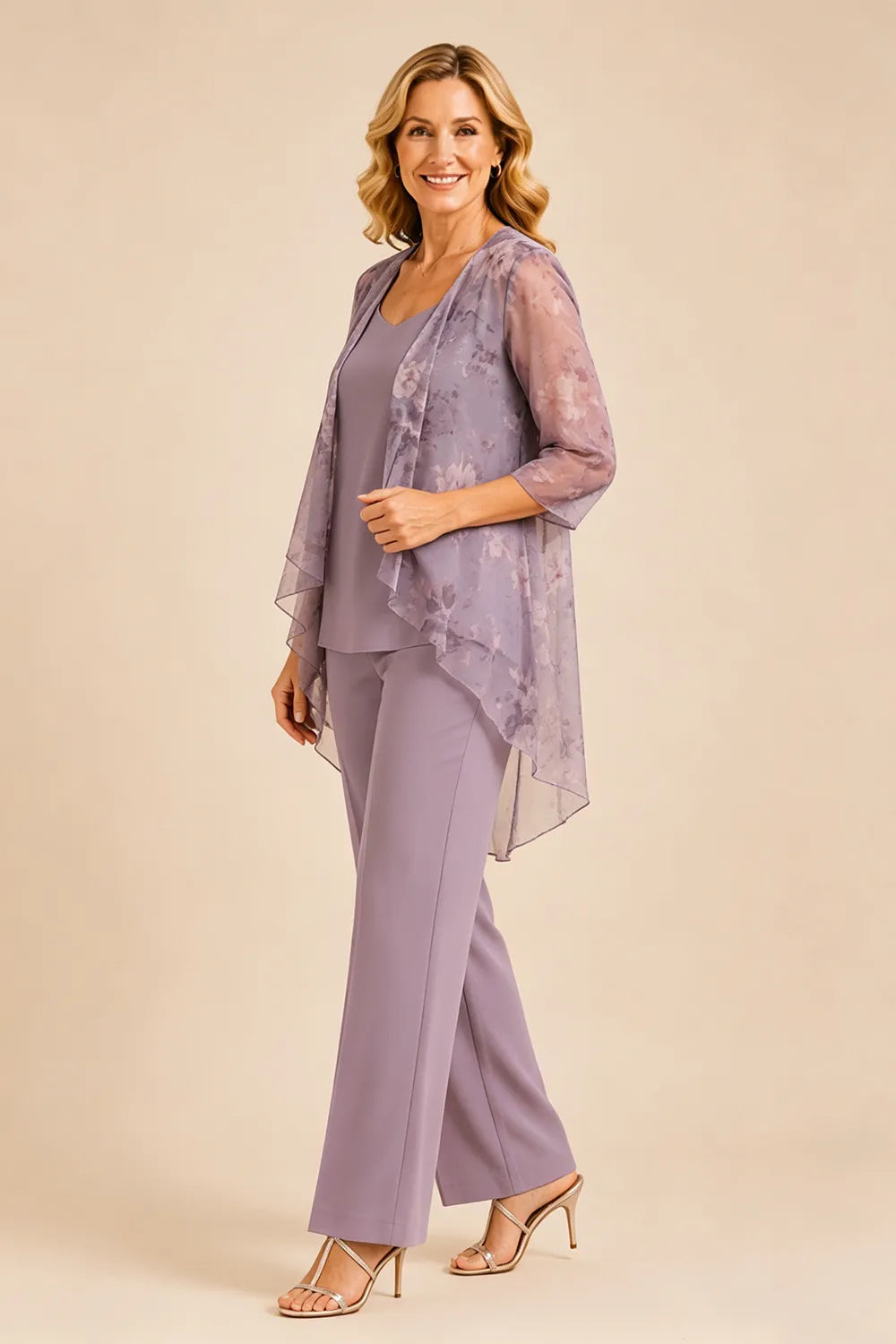 Floral Chiffon Overlay Pant Set