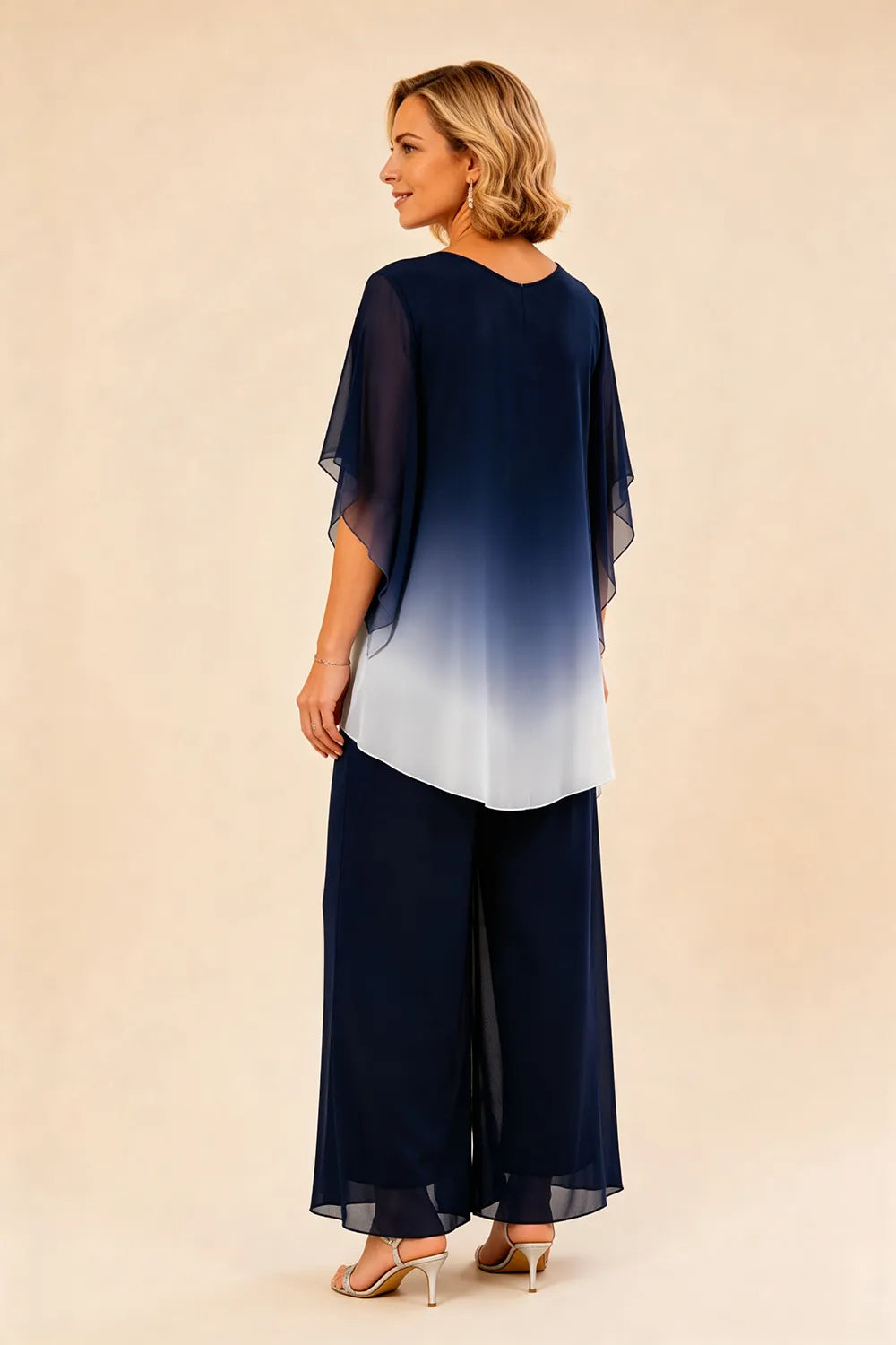 Ombre Chiffon Overlay Formal Pant Set