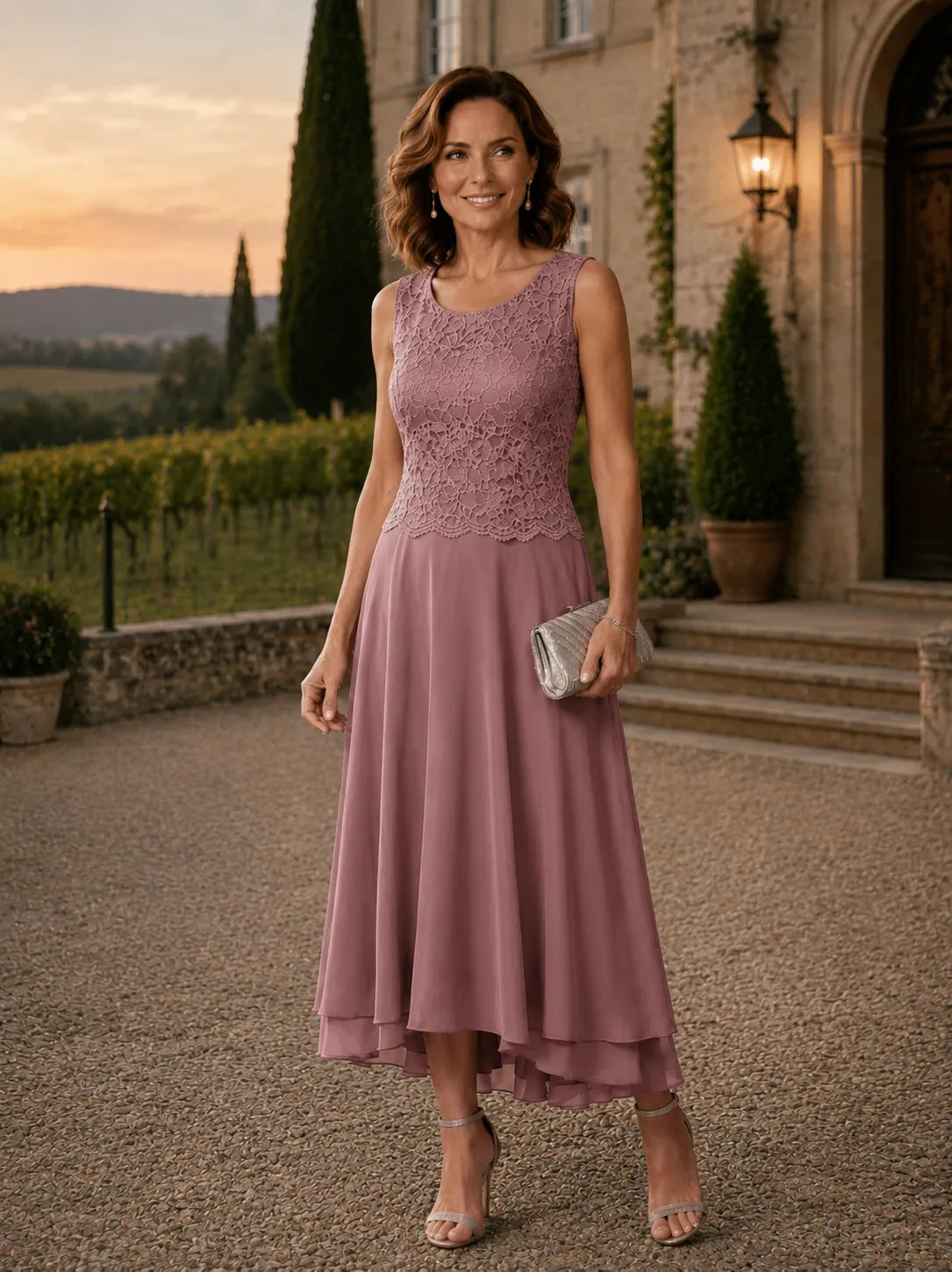Timeless Lace Top A-Line Occasion Dress