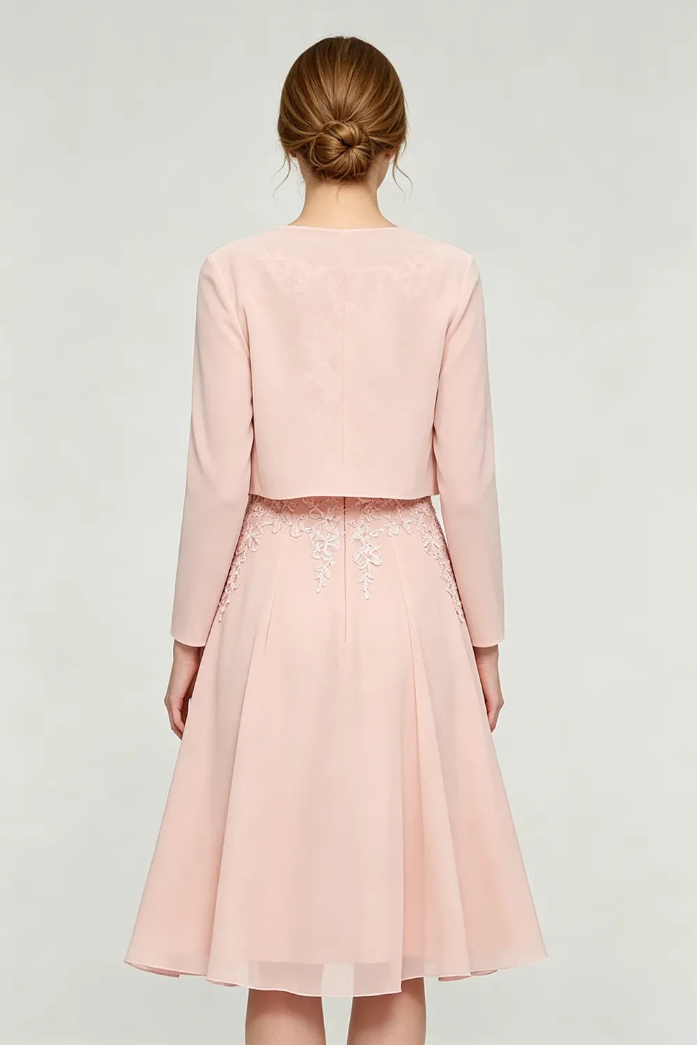 Elowen Lace Applique Chiffon Dress with Jacket
