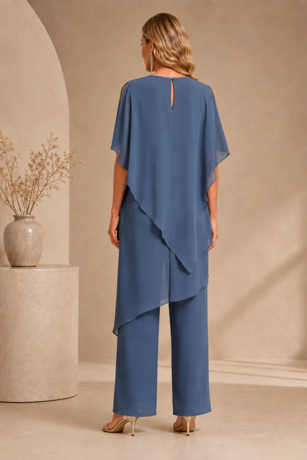 Valora Flowing Chiffon Formal Pant Set