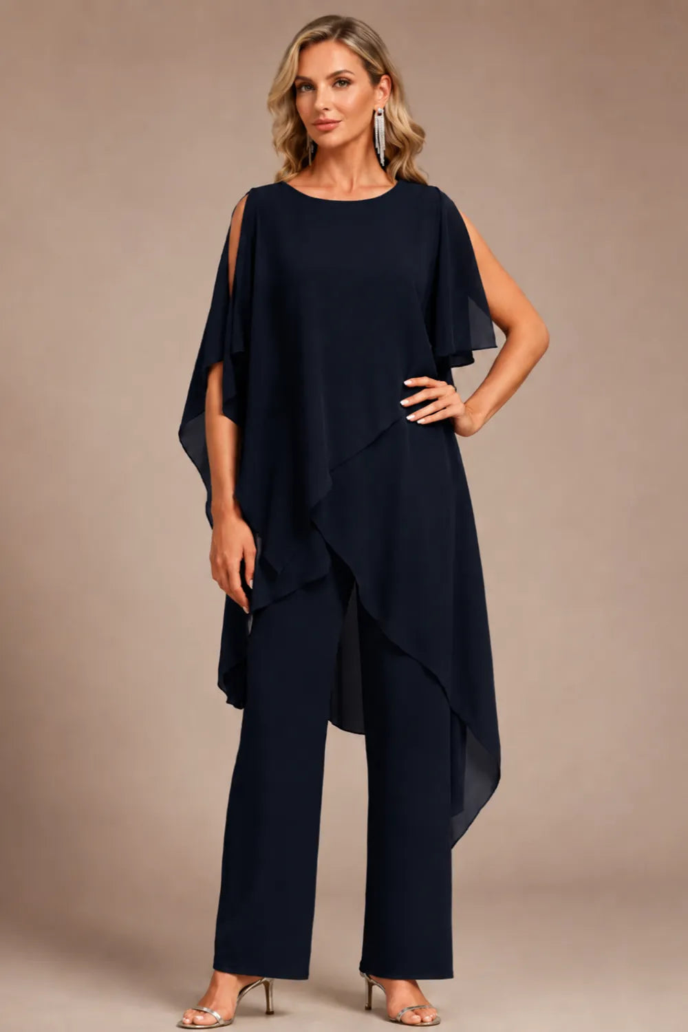 Valora Flowing Chiffon Formal Pant Set