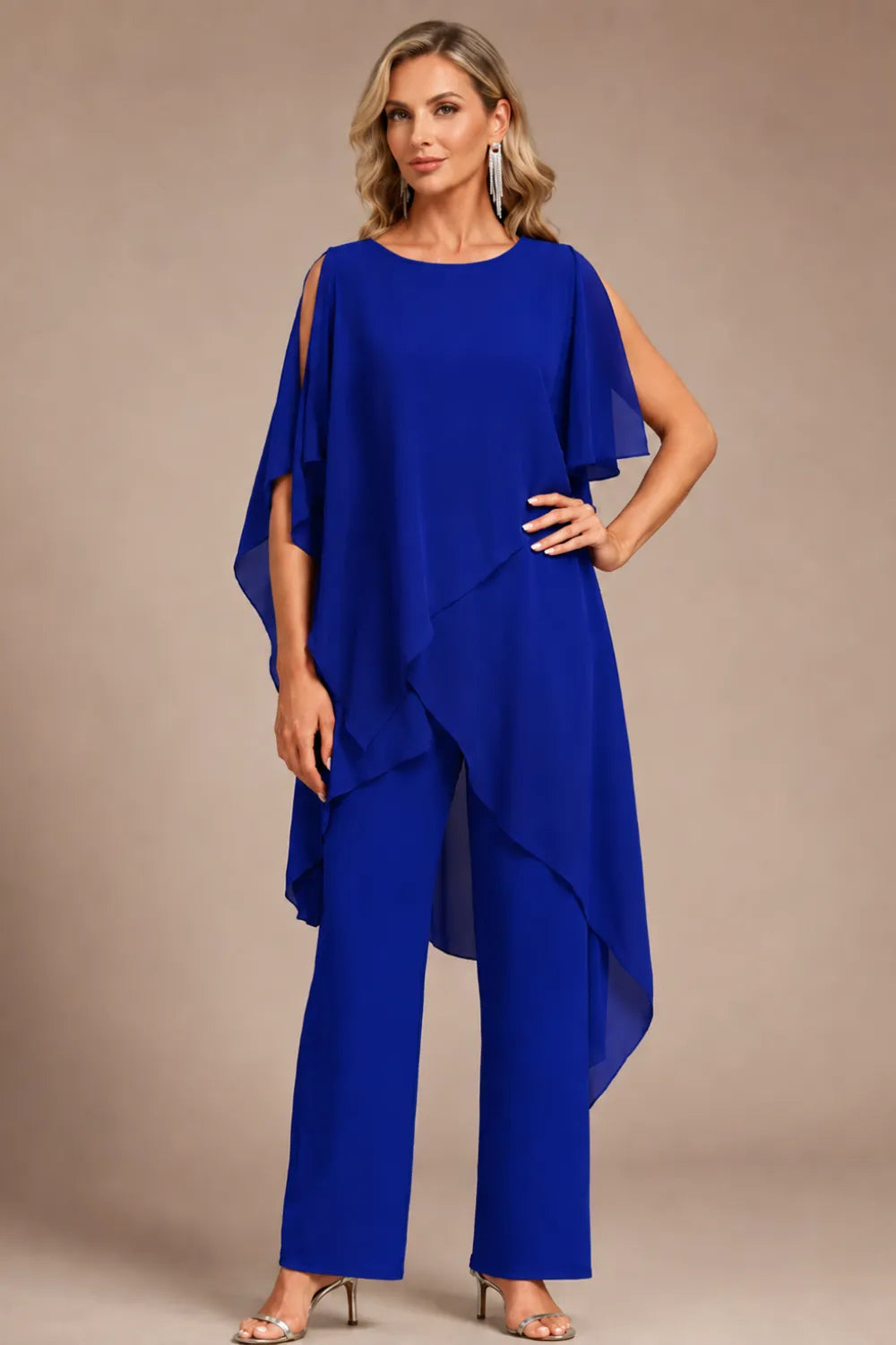 Valora Flowing Chiffon Formal Pant Set