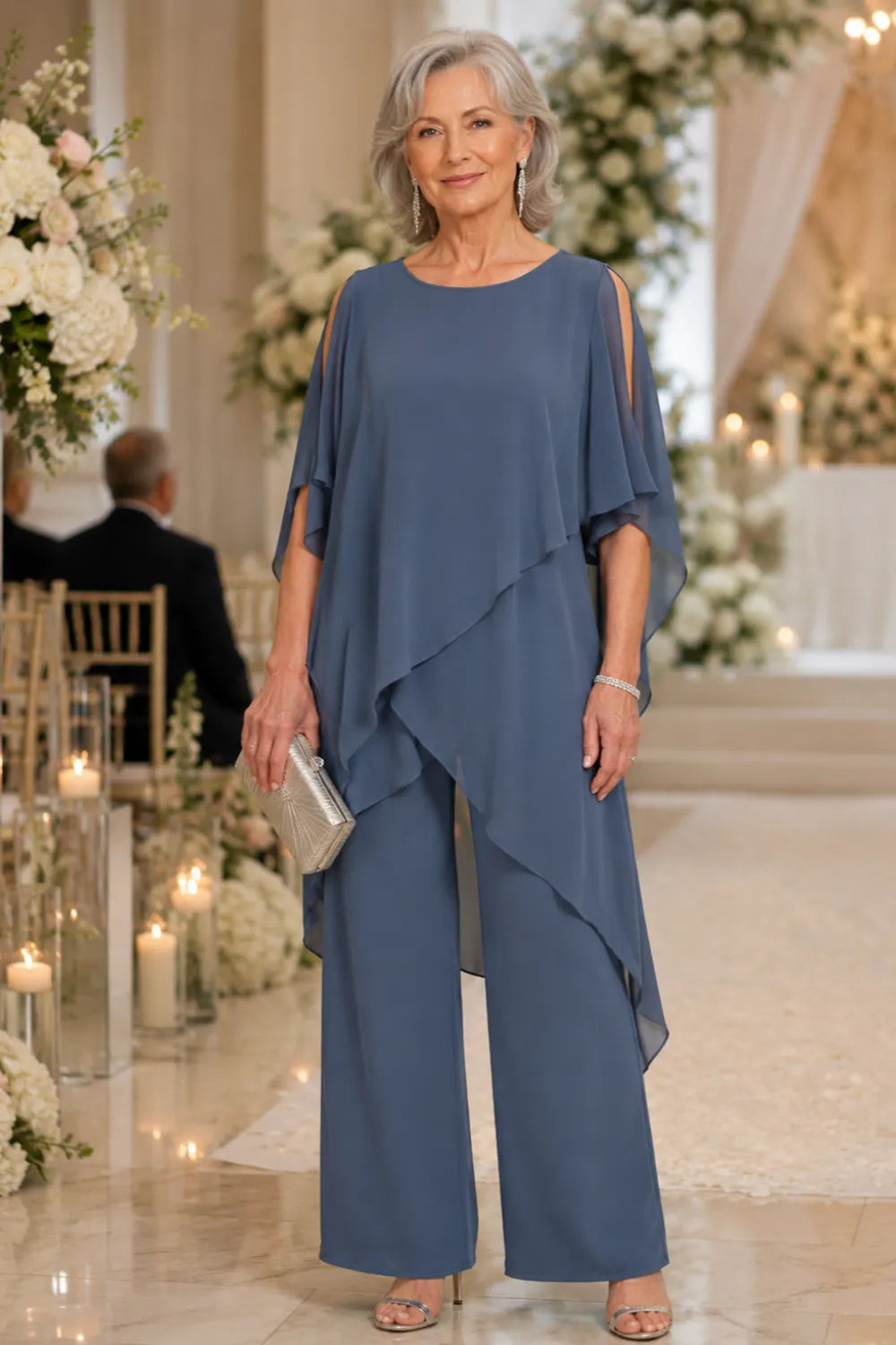 Valora Flowing Chiffon Formal Pant Set