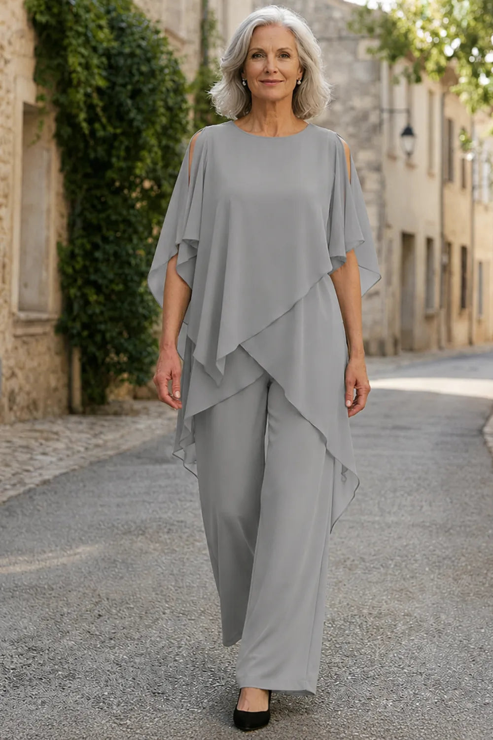 Valora Flowing Chiffon Formal Pant Set