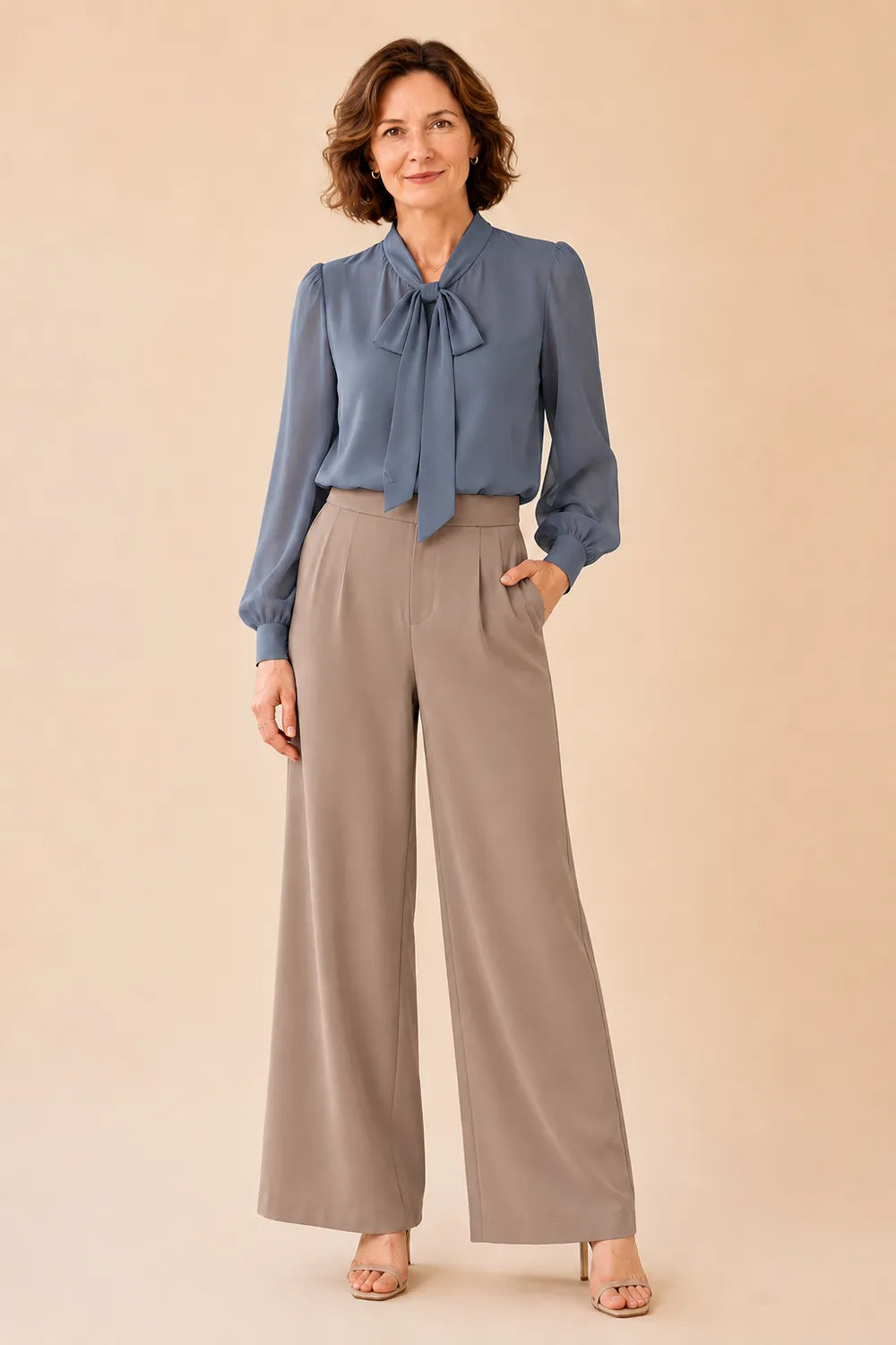 Refined Long Sleeve Blouse and Pant Set