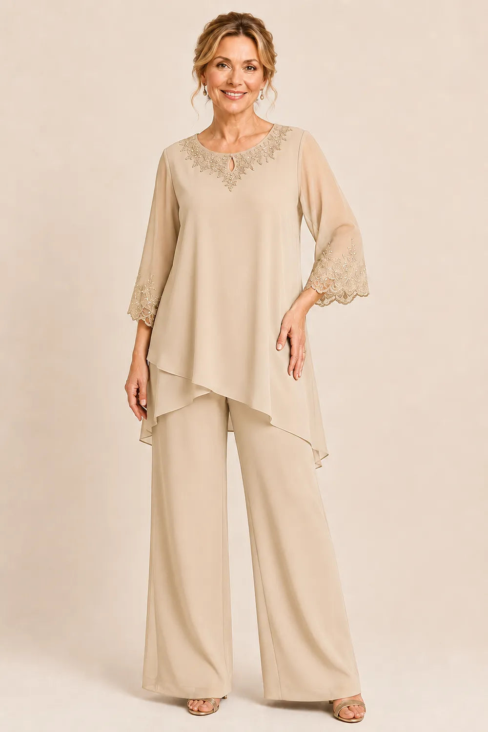 Graceful Embroidered Two Piece Formal Pant Set
