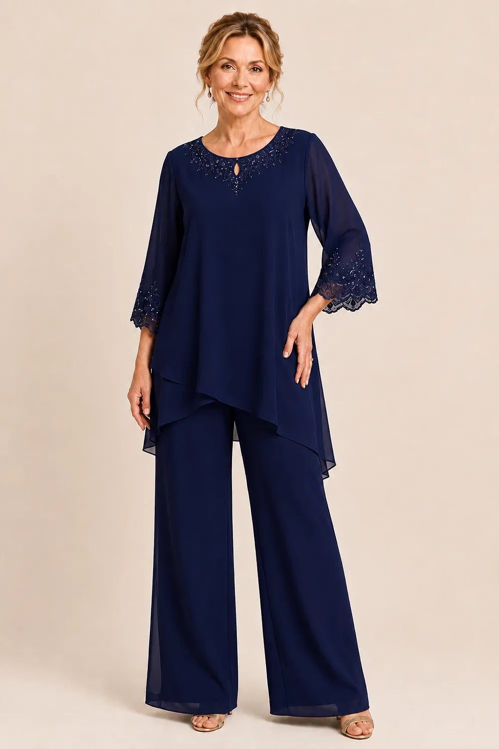 Graceful Embroidered Two Piece Formal Pant Set