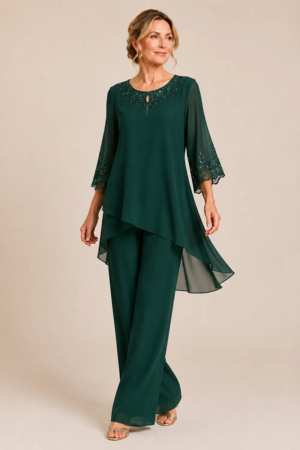 Graceful Embroidered Two Piece Formal Pant Set