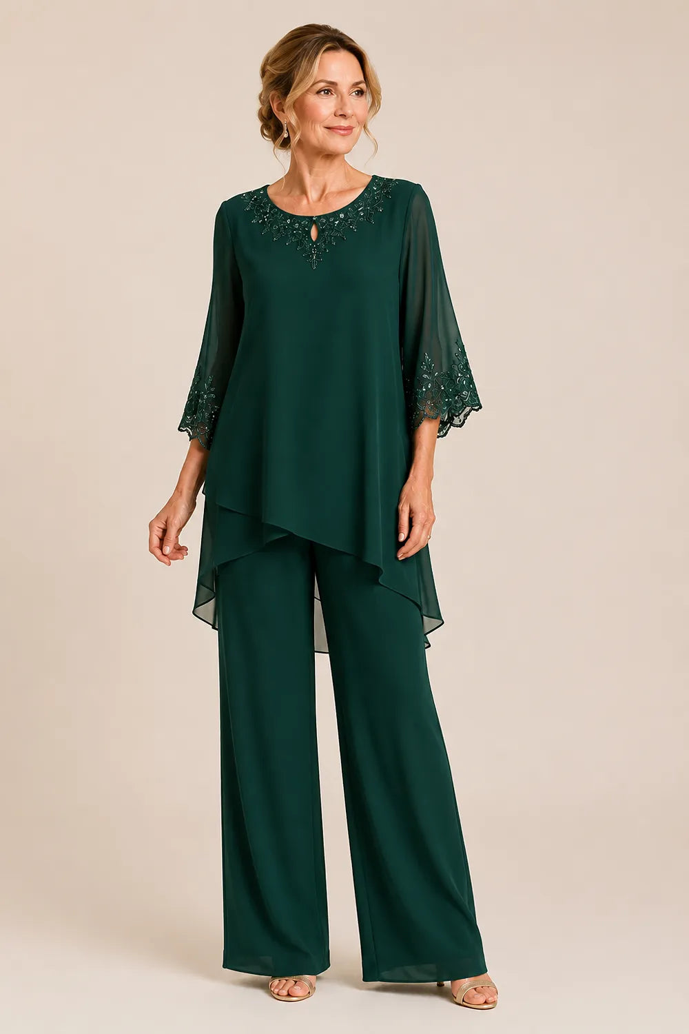 Graceful Embroidered Two Piece Formal Pant Set