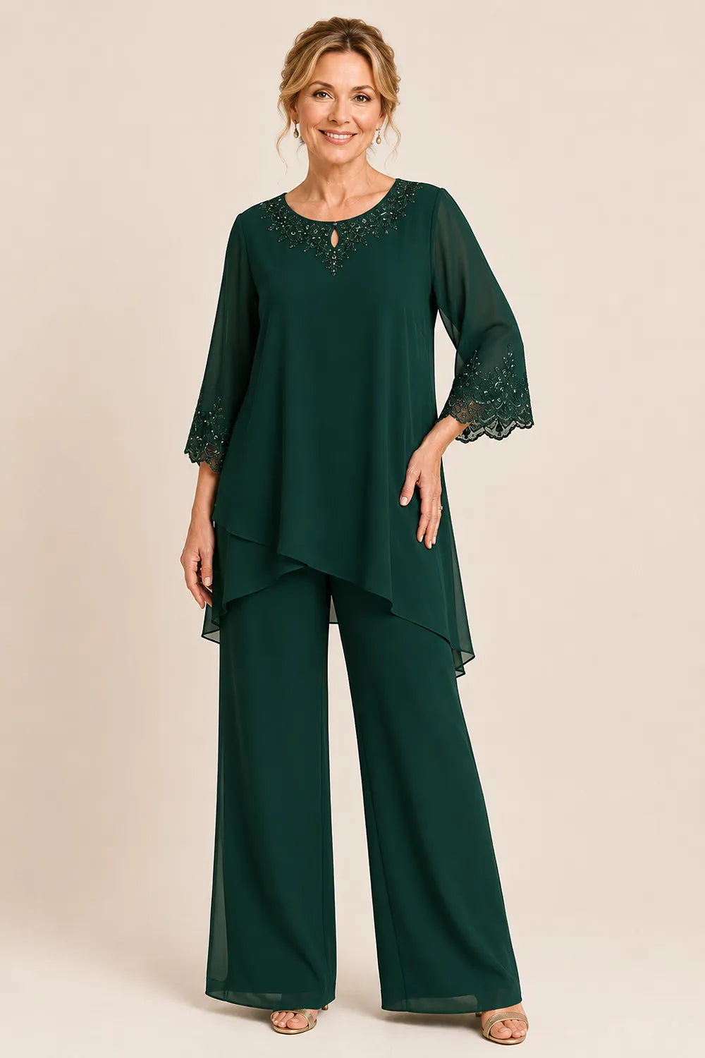 Graceful Embroidered Two Piece Formal Pant Set