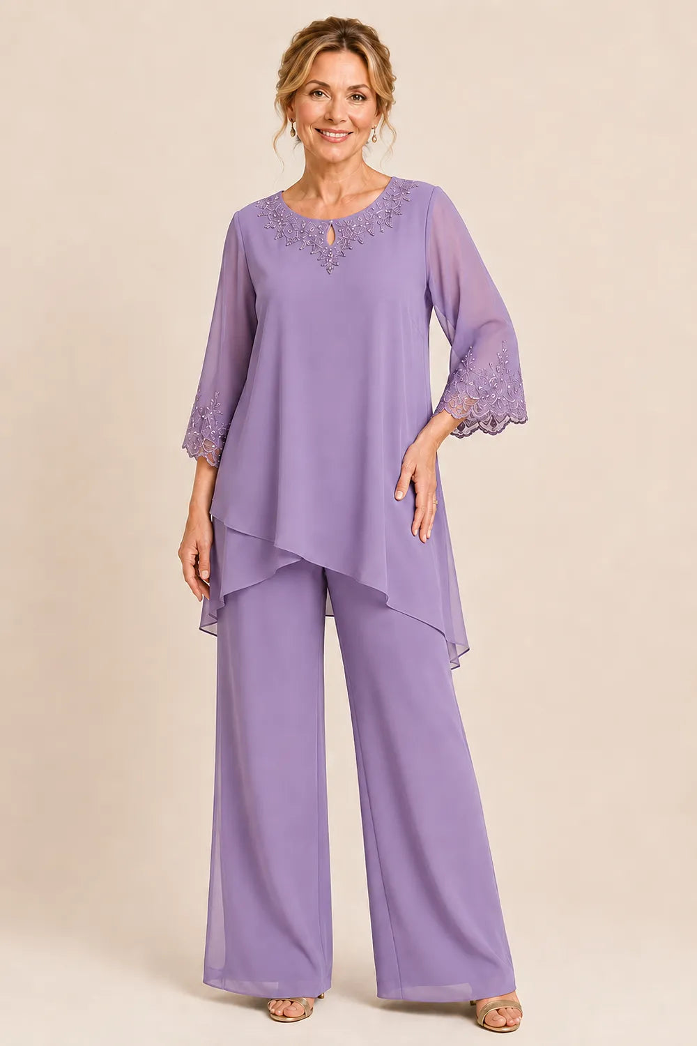 Graceful Embroidered Two Piece Formal Pant Set