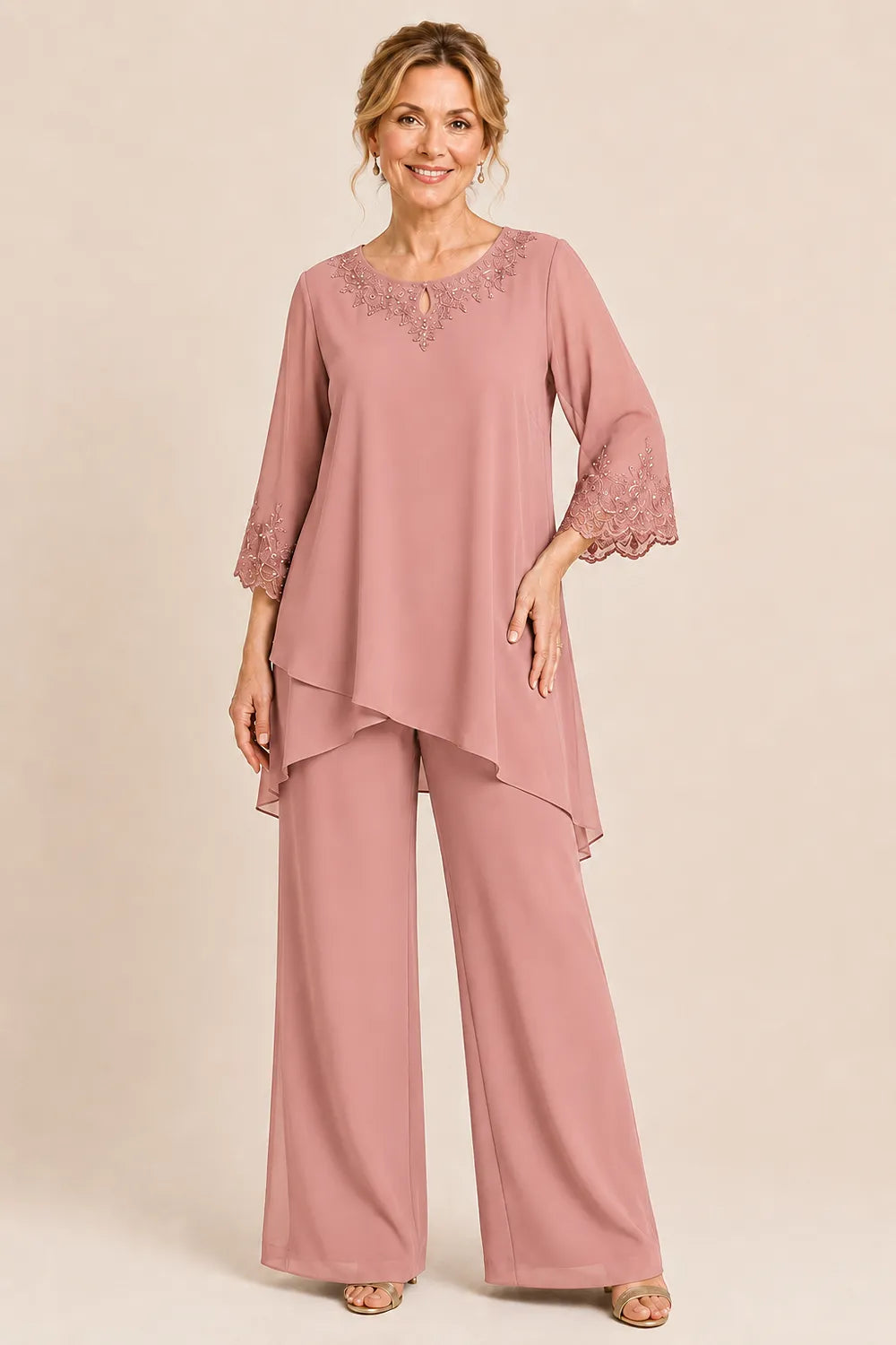 Graceful Embroidered Two Piece Formal Pant Set