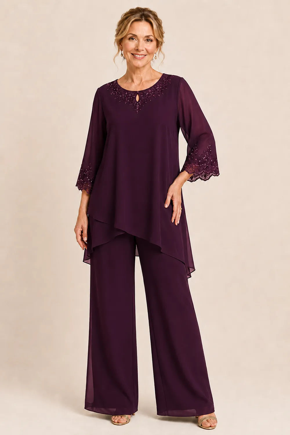 Graceful Embroidered Two Piece Formal Pant Set