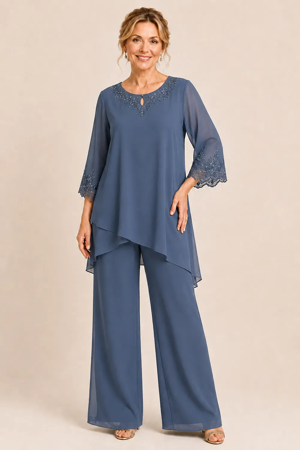 Graceful Embroidered Two Piece Formal Pant Set