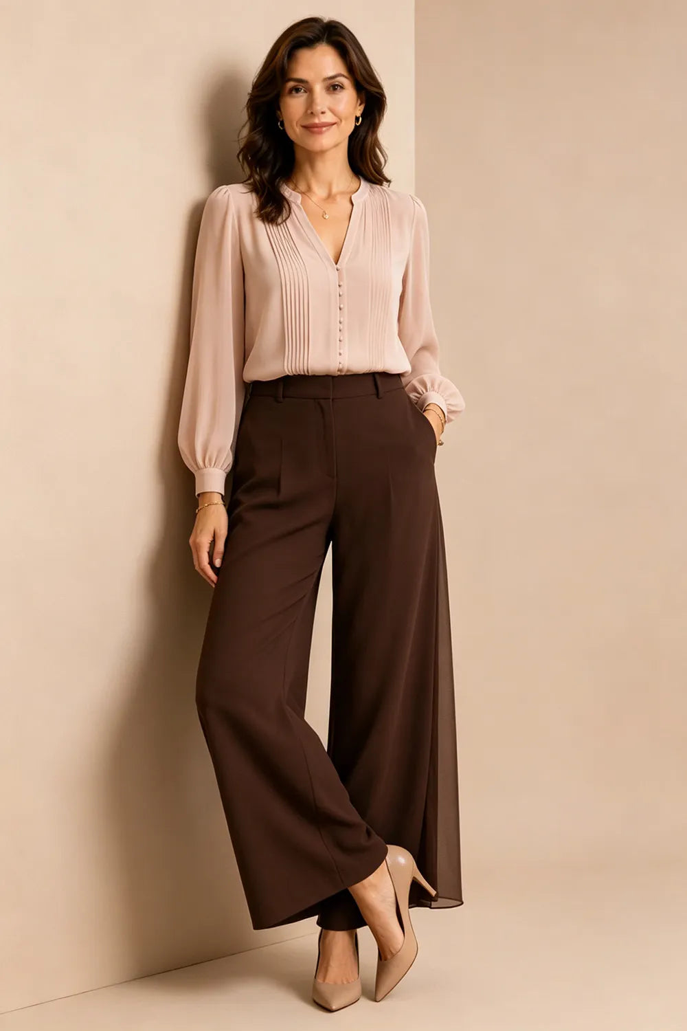 Elegant Wide Leg Formal Pant Suit