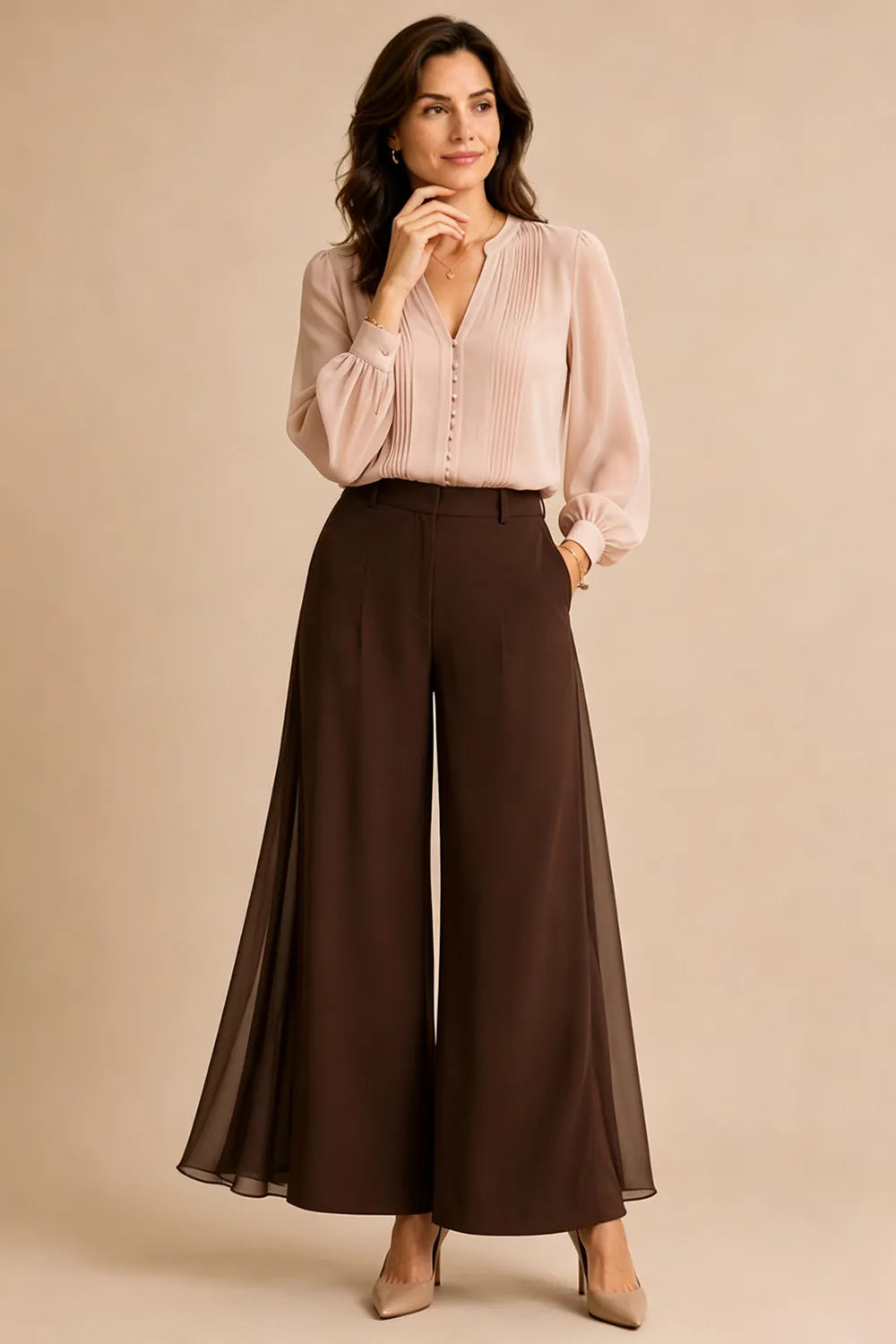 Elegant Wide Leg Formal Pant Suit