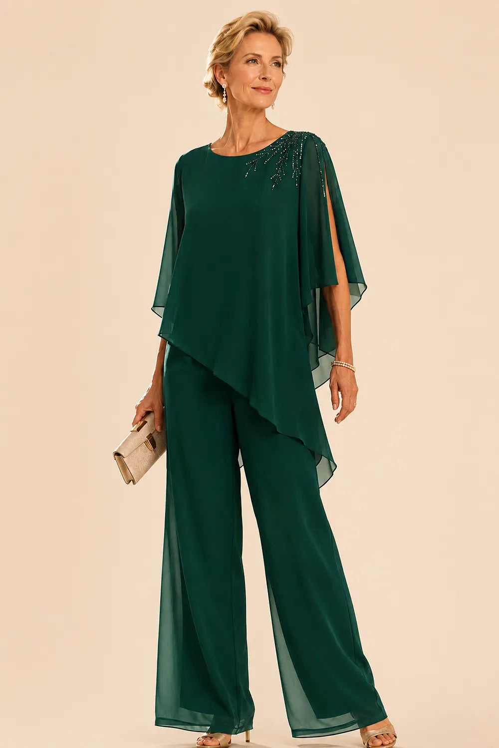 Embellished Chiffon Mother of the Bride Pant Suit