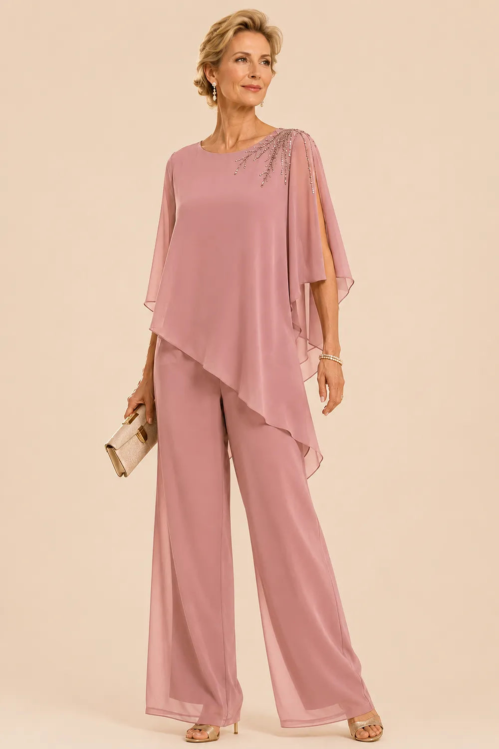 Embellished Chiffon Mother of the Bride Pant Suit