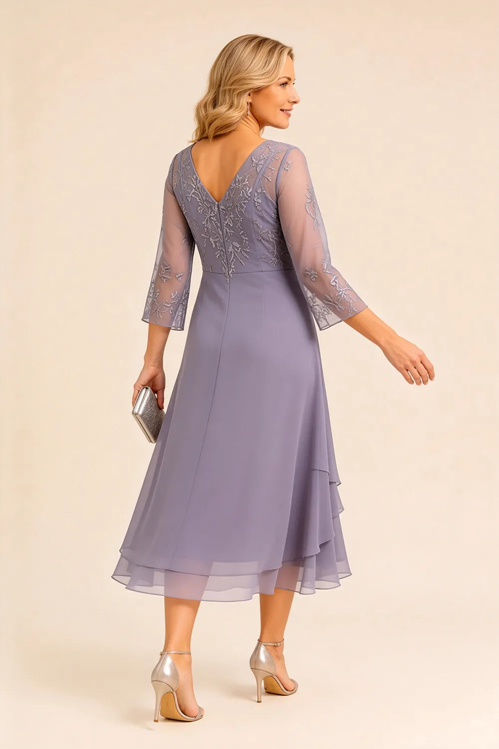 Embroidered Chiffon Mother of the Bride Dress