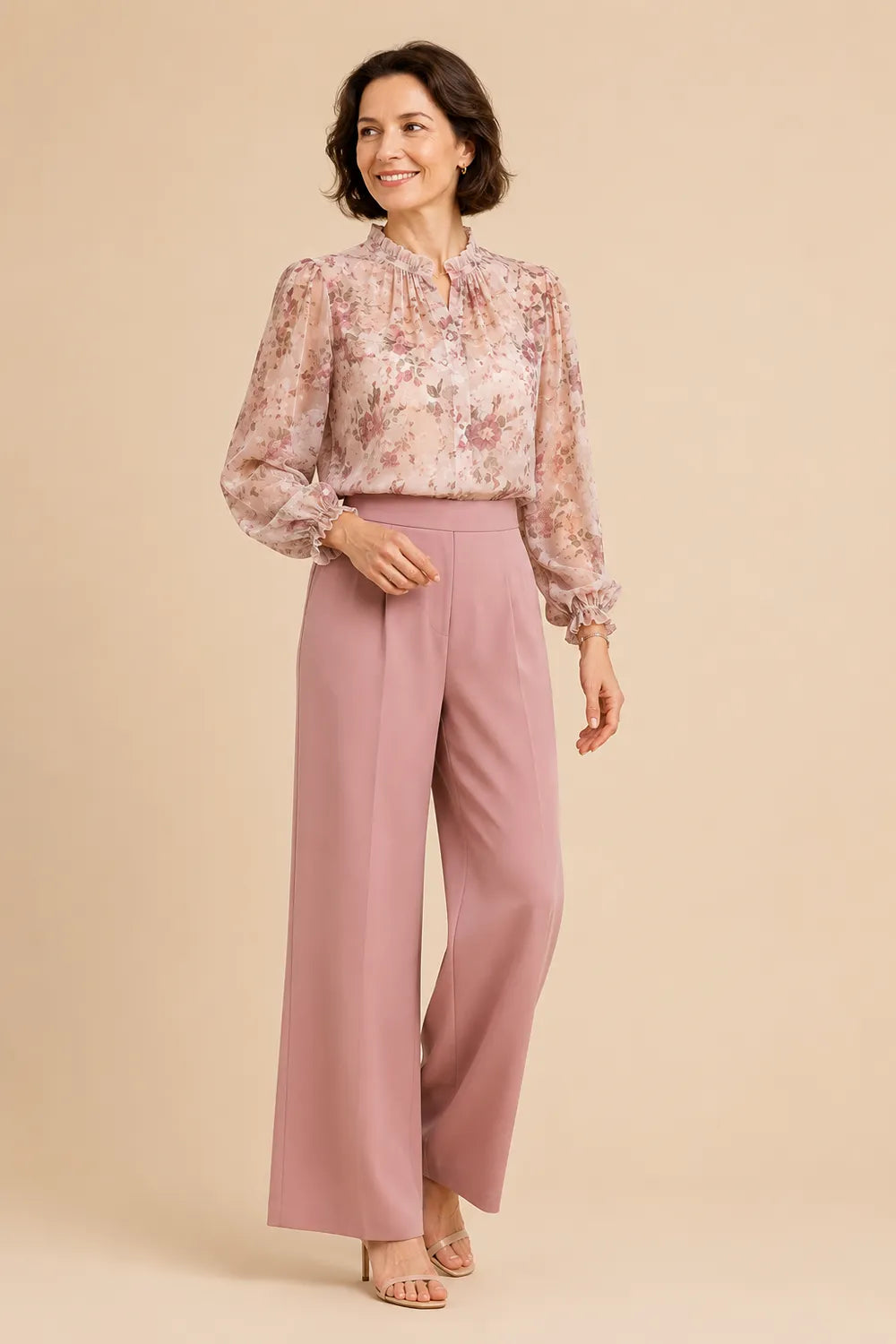 Mother of the Bride Floral Blouse Pant Set
