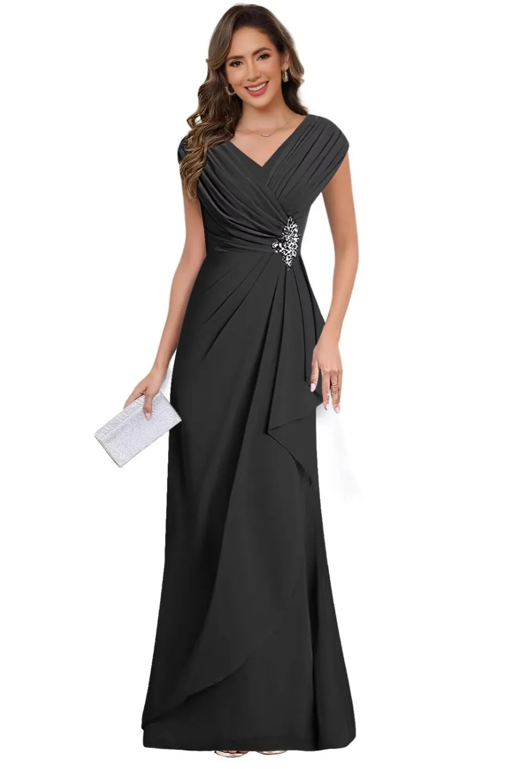 V Neck Chiffon Formal Dress for Mother of the Bride