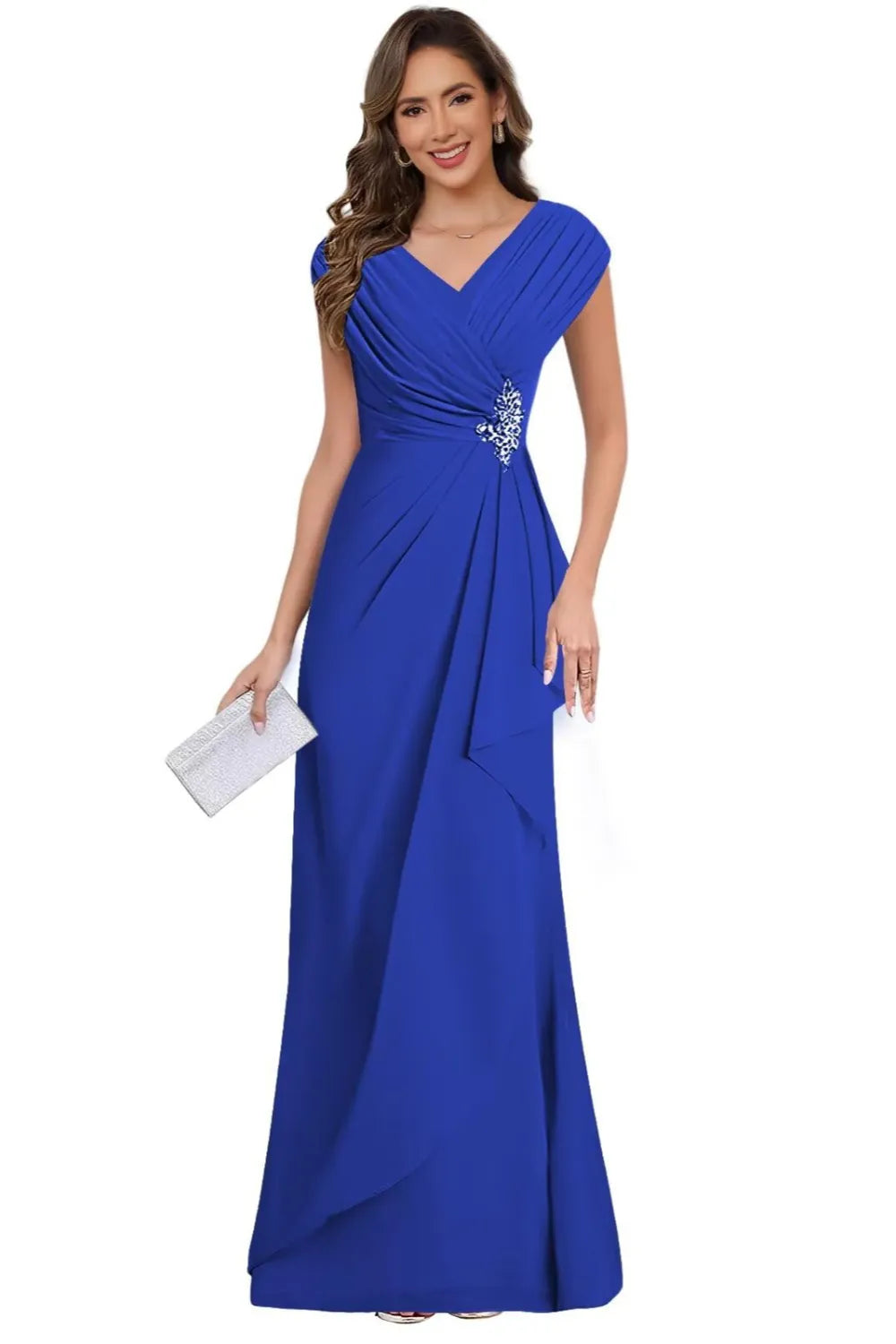 V Neck Chiffon Formal Dress for Mother of the Bride
