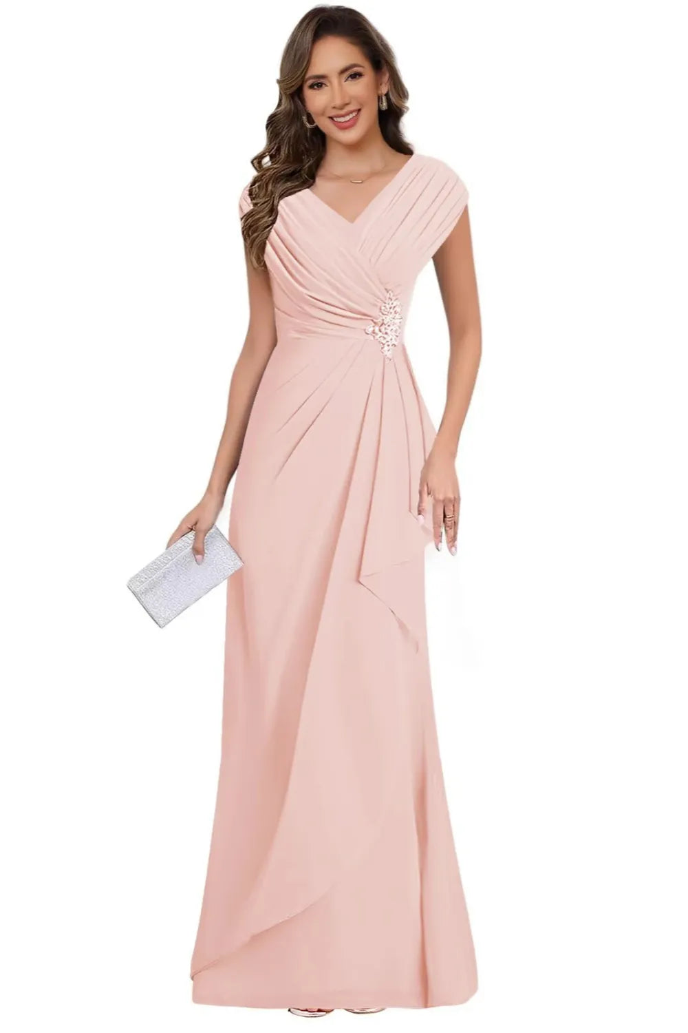 V Neck Chiffon Formal Dress for Mother of the Bride
